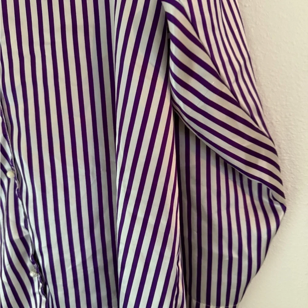 Vintage Victoria’s Secret Pajamas Night Dress Top M/l  Purple Stripes  Satin